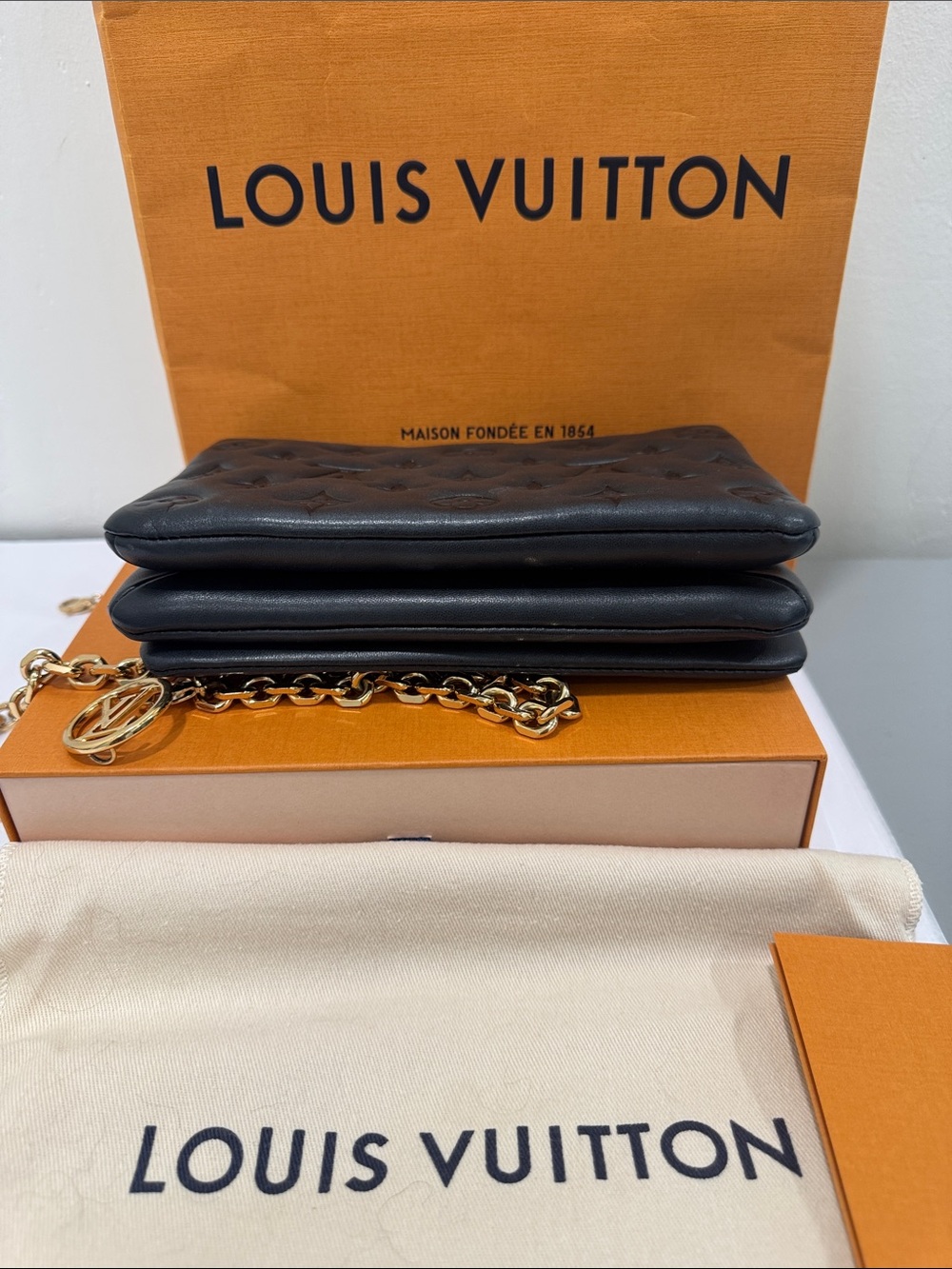 Louis Vuitton Coussin Black Monogram Empreinte Chain Crossbody Bag - Picture 6 of 8